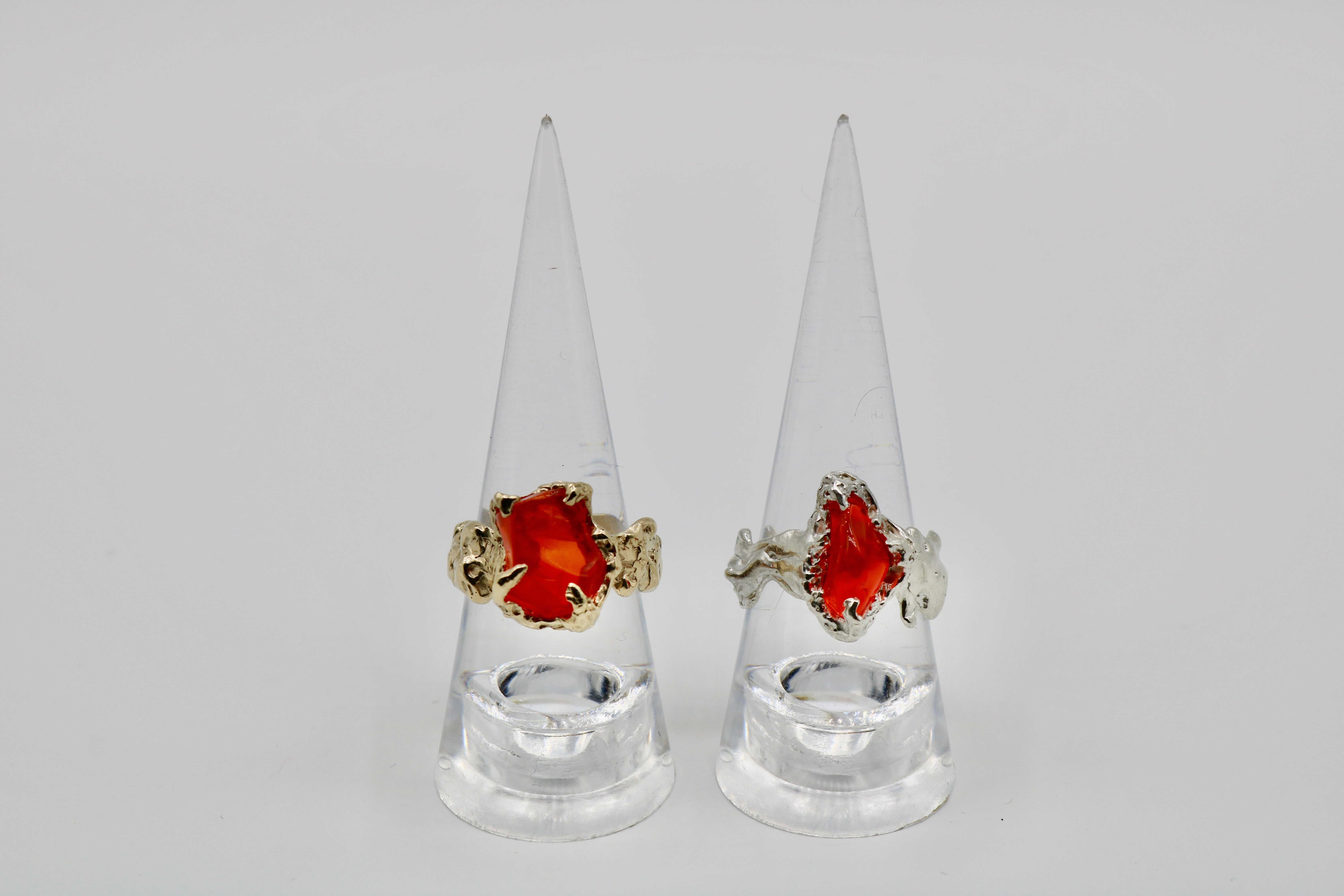 Ignite Ring - Mexican Opal - Orange/Silver
