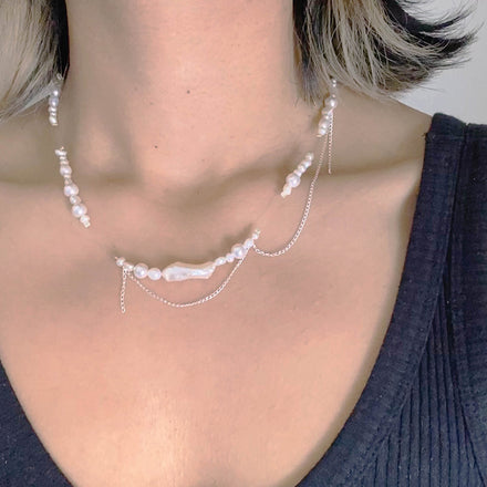 Flashing Lights Necklace - white/silver
