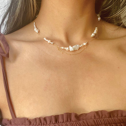 Flashing Lights Necklace - white/gold