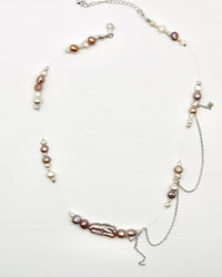 Flashing Lights Necklace - pink/silver