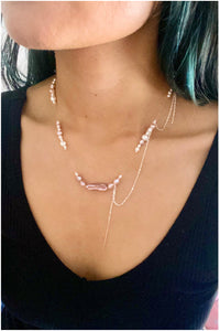 Flashing Lights Necklace - pink/silver